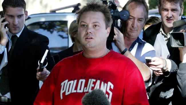 Carl Williams outside La Porcella restaurant in Carlton in the hours after Veniamin’s death in 2004. Williams was later killed in prison.