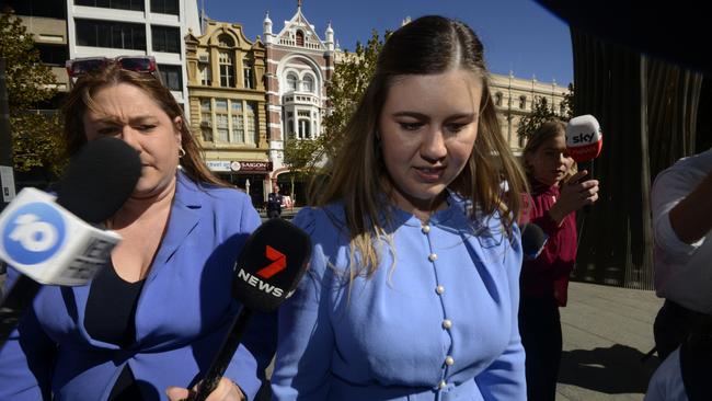 Brittany Higgins outside the Perth Supreme Court. Picture: NCA NewsWire / Sharon Smith