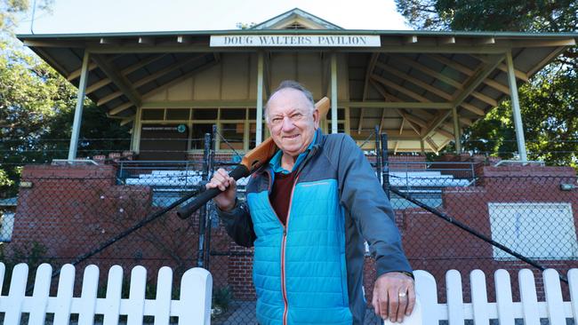 Doug Walters, 76, at Parramatta district cricket oval, in western Sydney, where a stand is named after him. he received an AM in the Queen’s Birthday Honours. Picture: John Feder