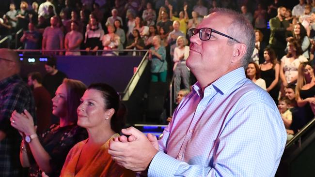 Scott Morrison in church. Picture: AAP