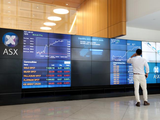 SYDNEY, AUSTRALIA - NewsWire Photos JANUARY 19, 2023: Screens pictured at Australian Securities Exchange ASX on Bridge Street in the Sydney CBD.Picture: NCA NewsWire / Damian Shaw