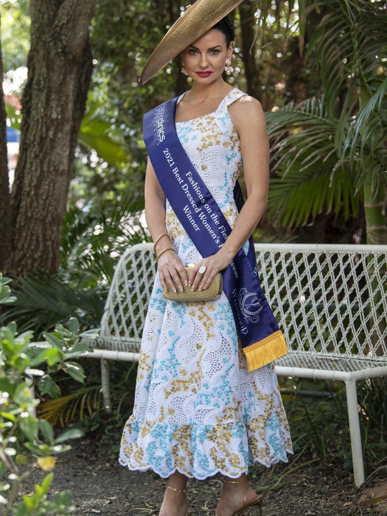 Renee Zorko named best dressed women's race wear. Weetwood day at Clifford Park racecourse. Saturday, September 25, 2021. Picture: Nev Madsen.