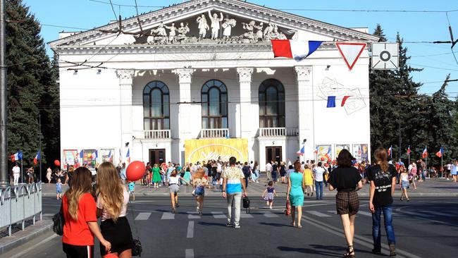 Mariupol, Ukraine, July 2019: residents flock to the square in front of the city’s famous theatre, which was destroyed by Russian bombs in March. Picture: Shutterstock