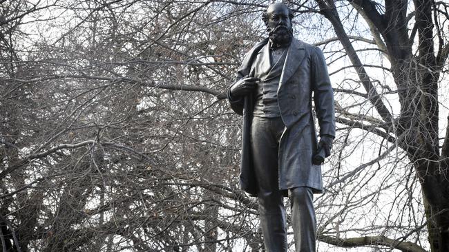 The William Crowther statue has been in Franklin Square, Hobart since 1889.