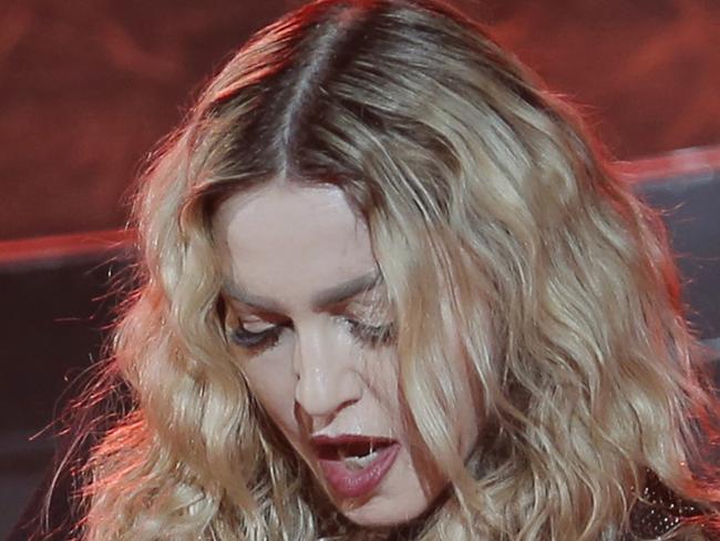 U.S. singer Madonna performs during the Rebel Heart World Tour in Macau, China, Saturday, Feb. 20, 2016. (AP Photo/Kin Cheung)