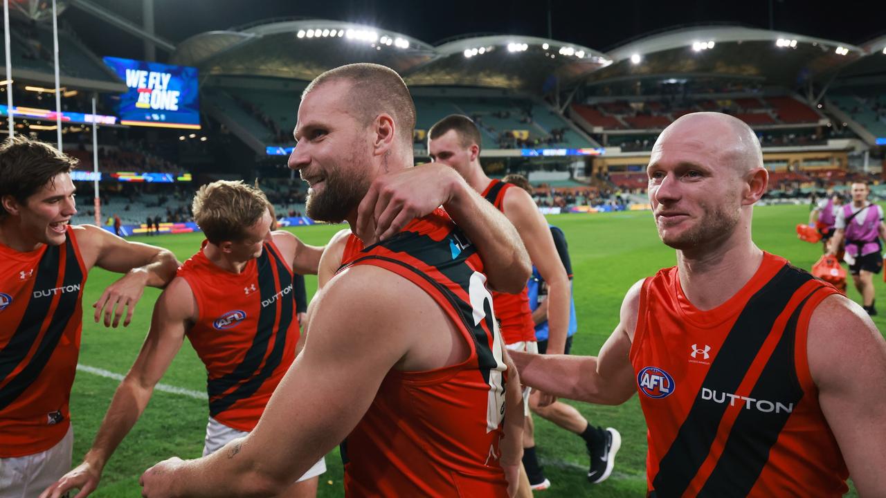 Jake Stringer and Nick Hind are on their way out of Essendon. (Photo by James Elsby/AFL Photos via Getty Images)