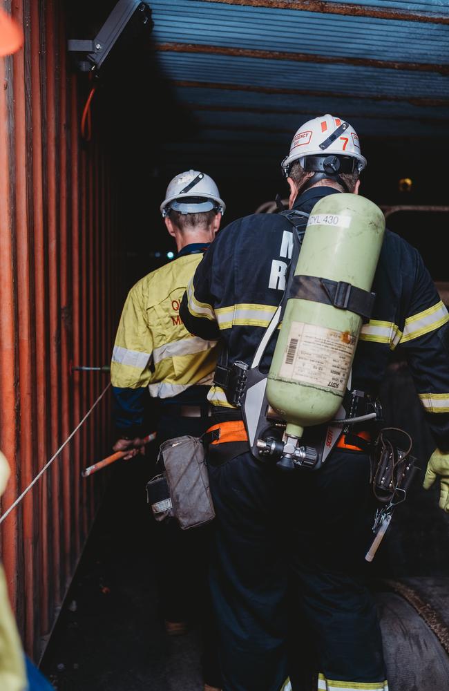 The simulated real-life scenarios included longwall rock falls, grinder and crush injuries, drift fires and even snake bites. Pictures: Supplied by Anglo American