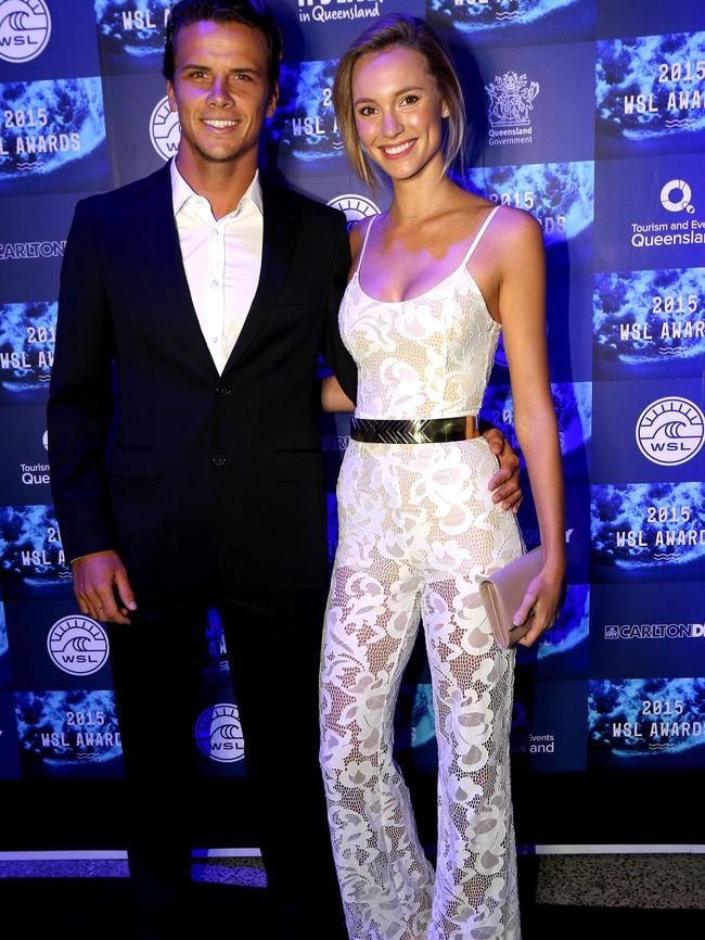 Julian Wilson and Ashley Osborne at the World Surf League awards. Picture: Mike Batterham