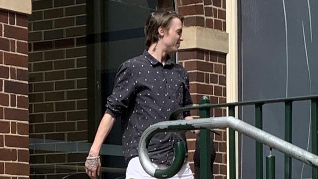 Kane Alavoine, 26, of Dee Why leaves Manly Local Court following brief court appearance. Picture: Madelaine Wong