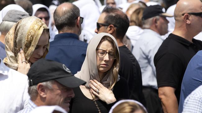 People gathered an hour early to pray this morning. Picture: Sarah Matray