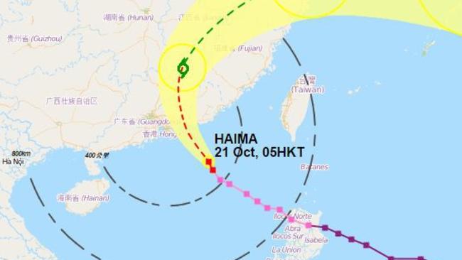 Hong Kong has raised a storm warning as Typhoon Haima bears down. Picture: Supplied