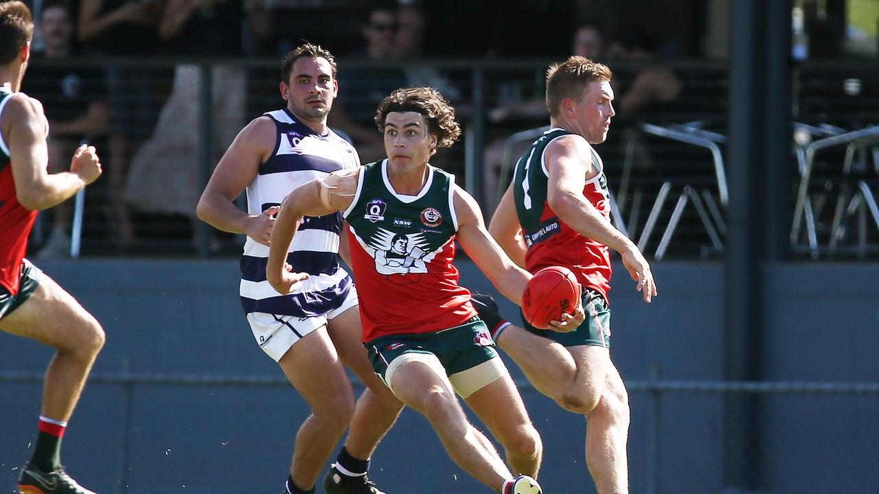 Cutters' Lachlan Rhook takes control of the play in the AFL Cairns Premiership men's match between the South Cairns Cutters and the Port Douglas Crocs, held at Fretwell Park, Bentley Park. Picture: Brendan Radke