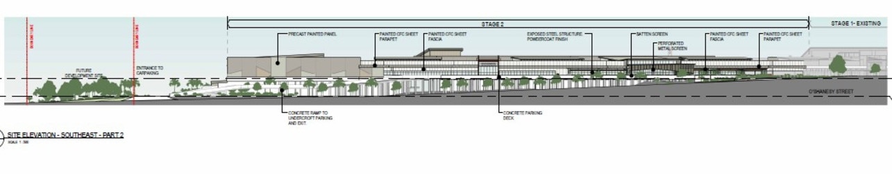 A side elevation of what the new stage of the proposed Gracemere Shoppingworld would look like.