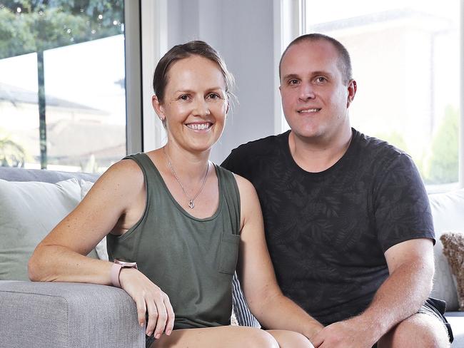 SUNDAY TELEGRAPH - 7.4.21SUNDAY TELEHGRAPH - MUST CLEAR WITH ST PIC EDITOR JEFF DARMANIN BEFORE USING ***Shane and Kim Harris pictured at their Kellyville Ridge home which they recently sold after one open home. They signed the sale documents at midnight after the realtor secured a great price for them. Picture: Ssam Ruttyn