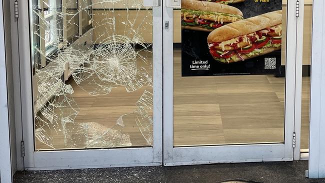 Yatala Subway manager says an angle grinder was used by intruders to smash into the store. Photo: Charlton Hart,