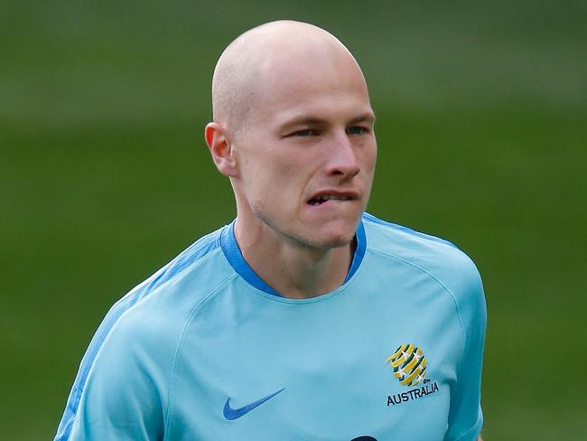 MELBOURNE, AUSTRALIA - SEPTEMBER 03:  Aaron Mooy warms up before a Australian Socceroos training session at AAMI Park on September 3, 2017 in Melbourne, Australia.  (Photo by Darrian Traynor/Getty Images)