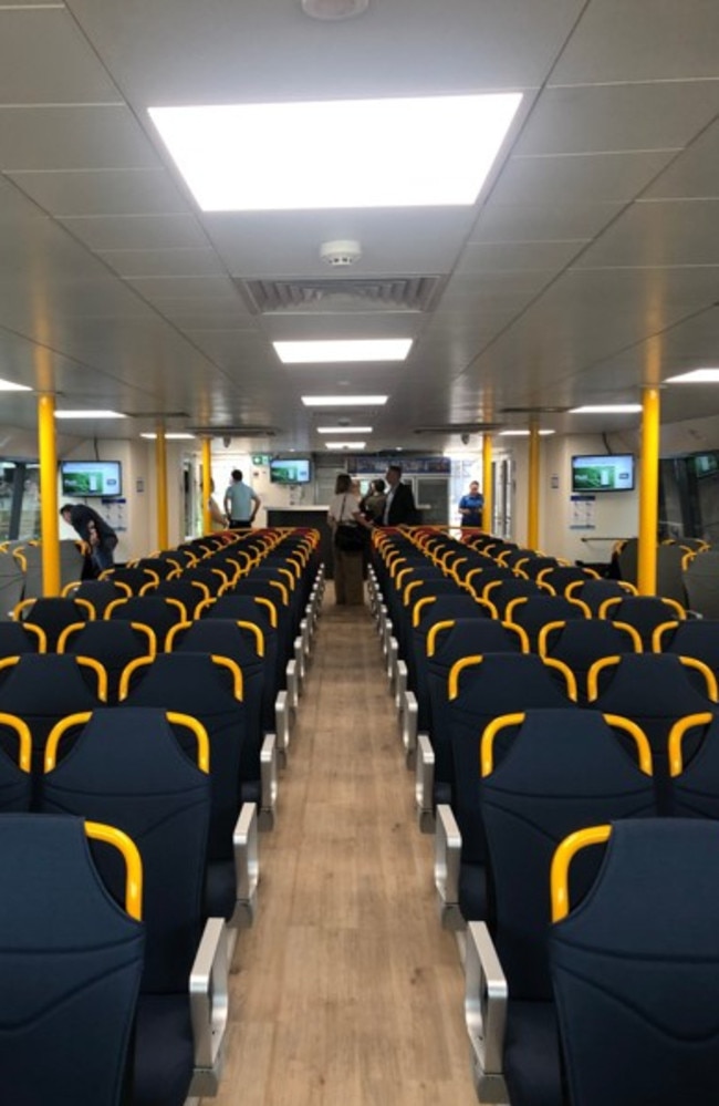 The refurbished Manly Fast Ferry vessels will have wider aisles and doorways, making it easier to access for people with wheelchairs and prams. Picture: Jim O’Rourke.