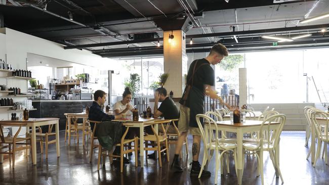 The main dining room at Kin &amp; Co, Teneriffe. Picture: Mark Cranitch.