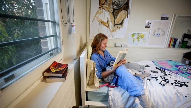 Charlie Noble relaxes in her room. Picture: Nicole Cleary