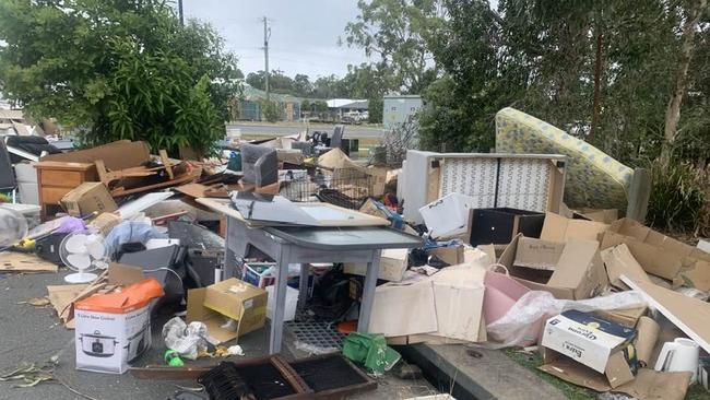 Rubbish left on the kerb on Daintree Court in Park Ridge. Picture: Yvette Benkis