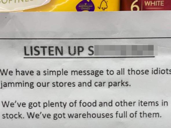 Letter spotted inside a Woolworths on the Queensland Sunshine Coast. Picture: Reddit