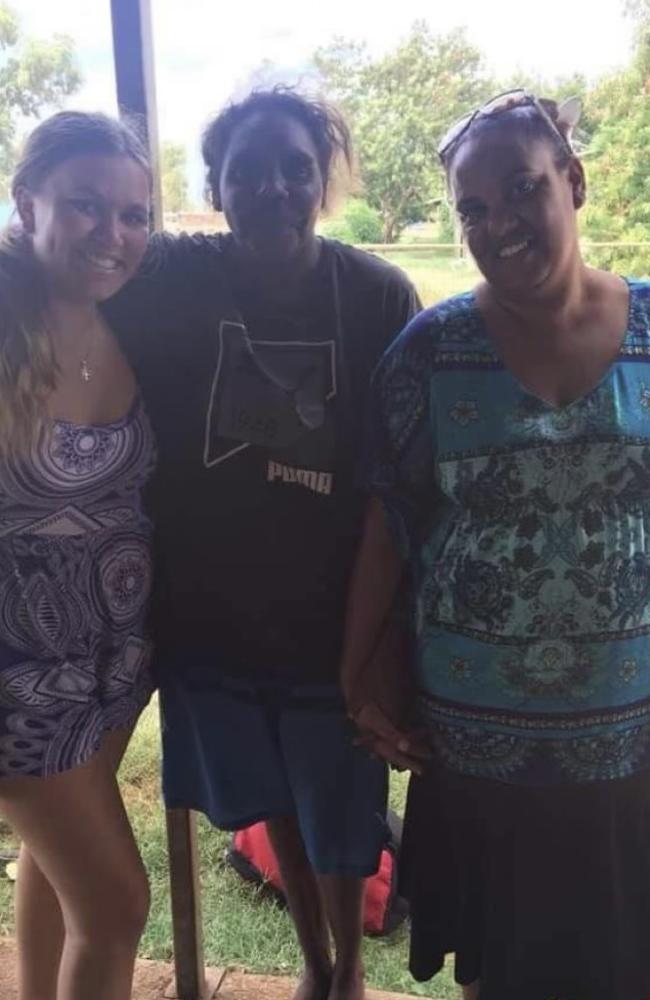 Kalarnna Hardy, left, Kumanjayi Napurrurla Dixon, 50, and Carol Dixon.