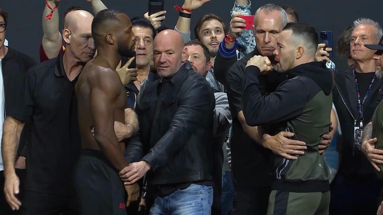 Leon Edwards and Colby Covington were separated in a heated face-off.