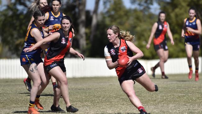 HIGH HOPES: Chloe Crothers in action for South Toowoomba during the 2019 AFL Darling Downs season. Photo: Bev Lacey