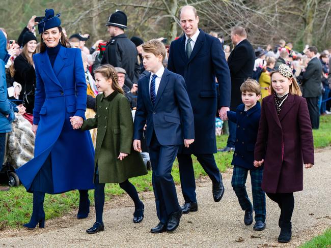 The Wales’ with Mia Tindall on Christmas Day. Prince Harry and Meghan Markle were again absent. Picture: WireImage