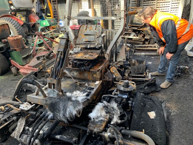 The equipment at Romsey Golf Club is destroyed after a fire in a shed earlier this month. Picture: Romsey Golf Club.