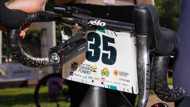 Ryan Coppola bike number 35 finishing the 145km Sunbuild Top End Gran Fondo 2023, Darwin. Picture: Pema Tamang Pakhrin