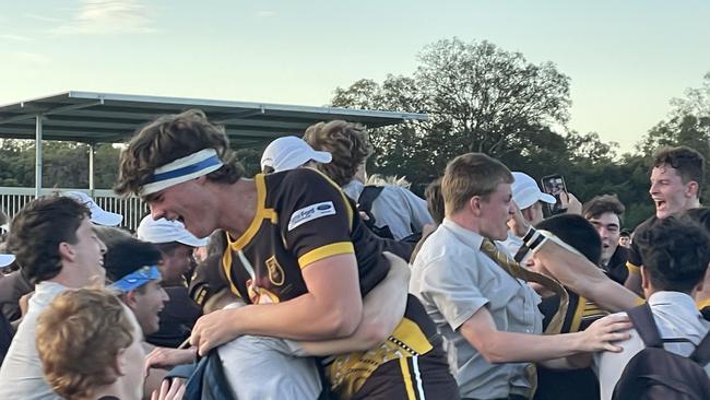 Padua College celebrates the 26-15 win over Ashgrove.