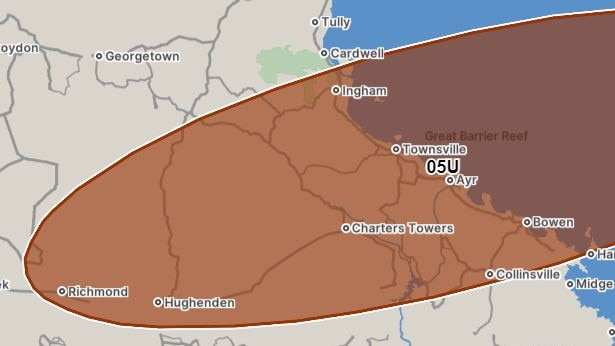 The Bureau of Meteorology's cyclone tracking shows the likely impact zone of Kirrily a day after it makes landfall.