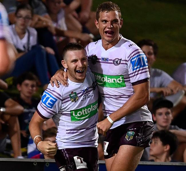 Jackson Hastings (left) played nine games for the Sea Eagles last year.