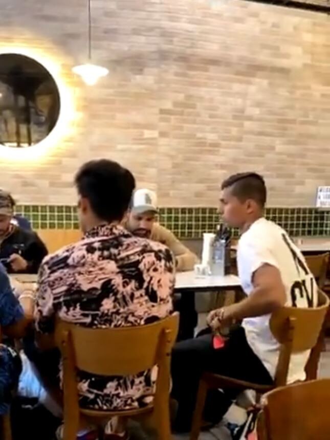 Footage of Rohit Sharma, Rishabh Pant, Shubman Gill and Navdeep Saini dining out has been posted on social m,edia. Picture Navaldeep Singh/ Twitter