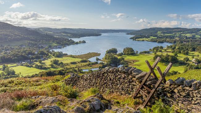 The view of Windermere in the Lake District taken from Loughrigg Fell.