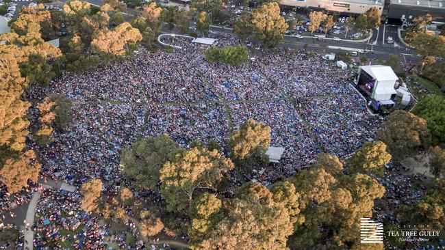 Tea Tree Gully Christmas Carols 2019 at Modbury's Civic Park. Picture: Tea Tree Gully Council