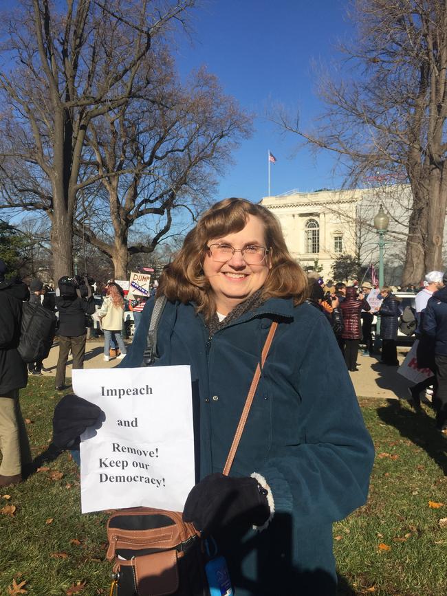 Protester Lisa Foeke outside the Capitol building. Picture: Cameron Stewart.