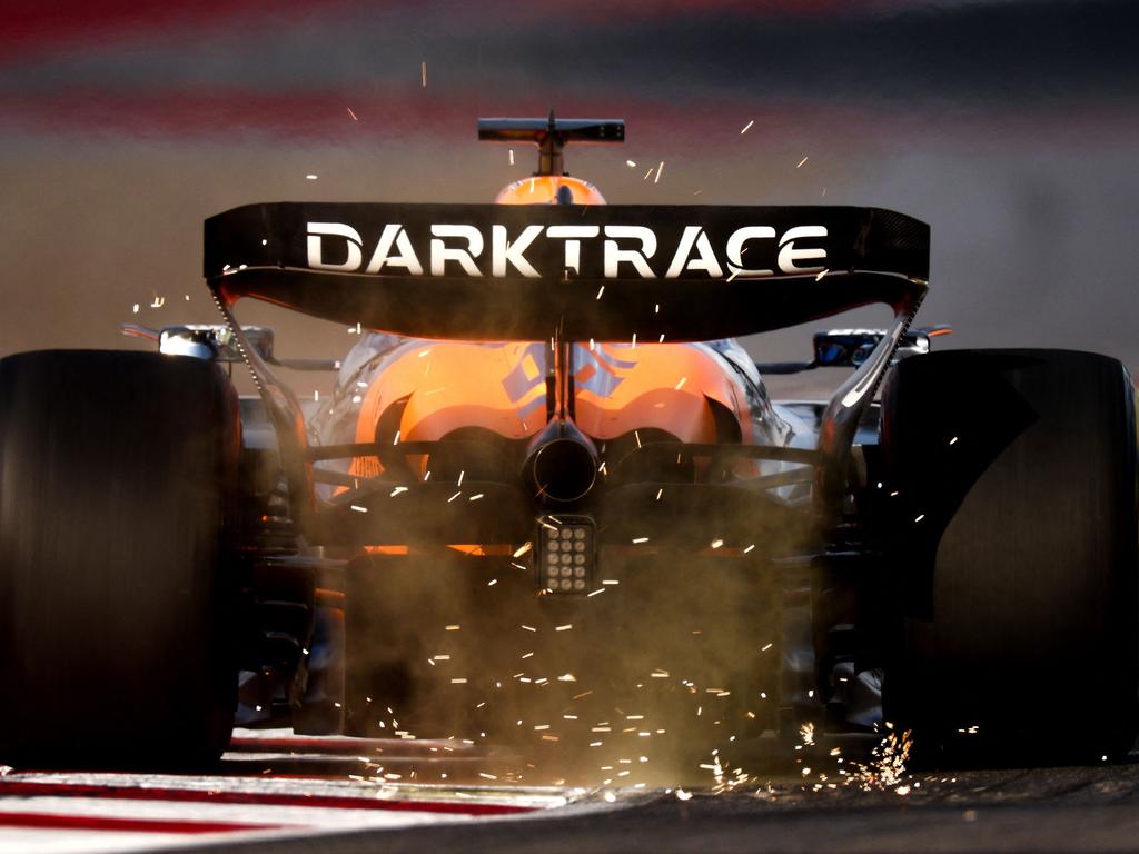 Sparks fly behind Oscar Piastri as he fails to qualify for the sprint race at the F1 Grand Prix of United States. Picture: Jared C. Tilton / GETTY IMAGES NORTH AMERICA / Getty Images via AFP