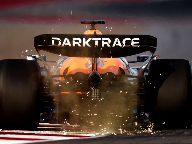 Sparks fly behind Oscar Piastri as he fails to qualify for the sprint race at the F1 Grand Prix of United States. Picture: Jared C. Tilton / GETTY IMAGES NORTH AMERICA / Getty Images via AFP