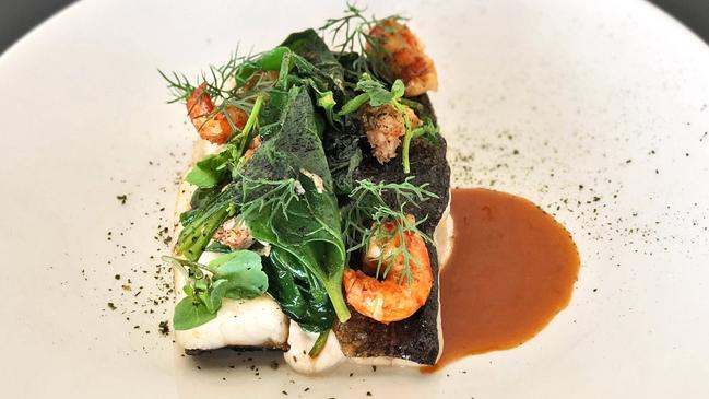 Roasted Murray cod looks as good as the views over the vines at Port Phillip Estate.