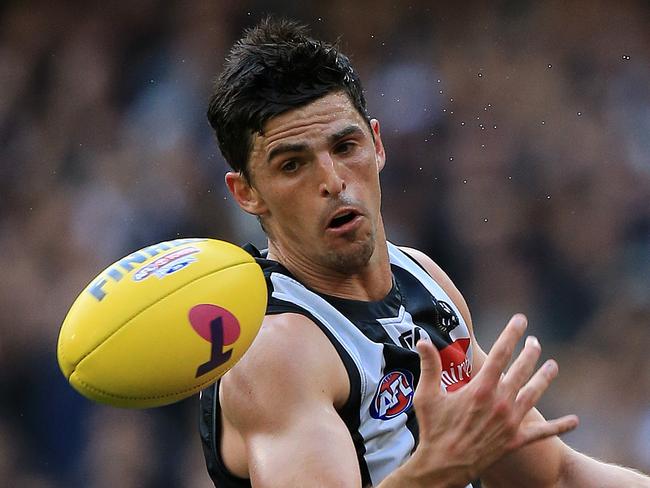 2019 AFL First Preliminary Final at the MCG. Collingwood Magpies v Greater Western Sydney Giants at the MCG. Scott Pendlebury of the Magpies  in action. Picture: Mark Stewart