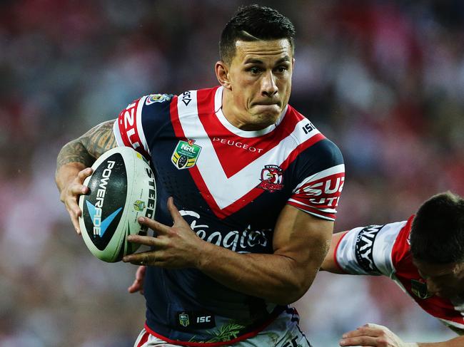 Roosters Sonny Bill Williams during the 2014 Anzac Cup rugby league game between the St George Dragons and Sydney Roosters at Allianz Stadium, Sydney. Pic Brett Costello