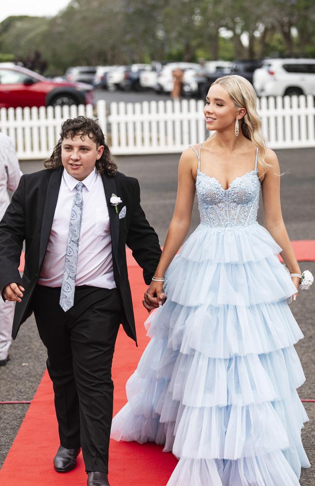 Graduate Katelyn Myers is partnered by Luke Philp at The Industry School formal at Clifford Park Racecourse, Tuesday, November 12, 2024. Picture: Kevin Farmer