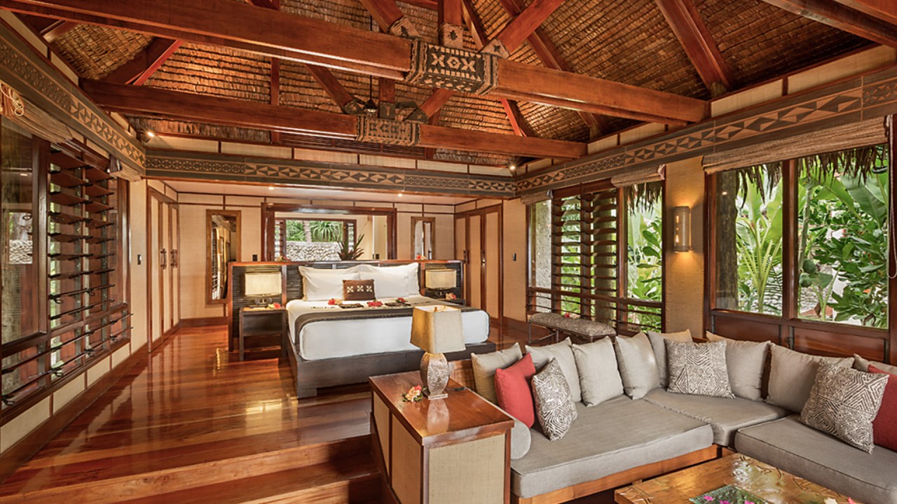 <h2>The room</h2><p><span>This is the home of Fiji&rsquo;s first overwater bungalows, and after having a peek inside, I can understand why they&rsquo;re heavily booked. I&rsquo;m staying in a Deluxe Beachfront Bure and arrive to find palm leaves spelling &lsquo;Bula Welcome Home&rsquo; on my king bed, alongside a complimentary sarong that becomes my uniform for three days. Being shown through the room on arrival is a welcome touch and ensures I don&rsquo;t miss anything &ndash; like the jar filled with home-baked cookies, which is refreshed daily. </span></p>