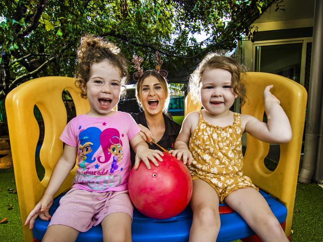 KindiCare Quality Index reveals the the best and worst performing suburbs for long day care across all types of services including long day care, family day care, outside of hours school care and preschool and kindergarten services.HEAD START CHILDRENÃS CENTRE CURRUMBIN QLD - one of the best performing locations in QLD.3-year-olds Layke Rowlands and Isabella Burgess with Educator Shanelle Everest.Picture: NIGEL HALLETT