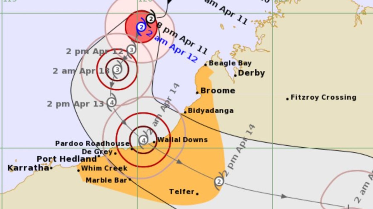 Cyclone Ilsa is expected to reach Western Australia by Thursday or Friday. Picture: BOM.