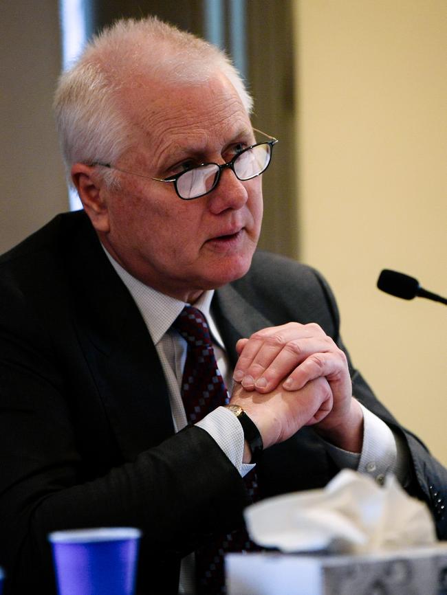 Commissioner Bret Walker SC makes his opening comments at the first public hearings of the Murray Darling Basin Royal Commission. Picture: AAP / Morgan Sette