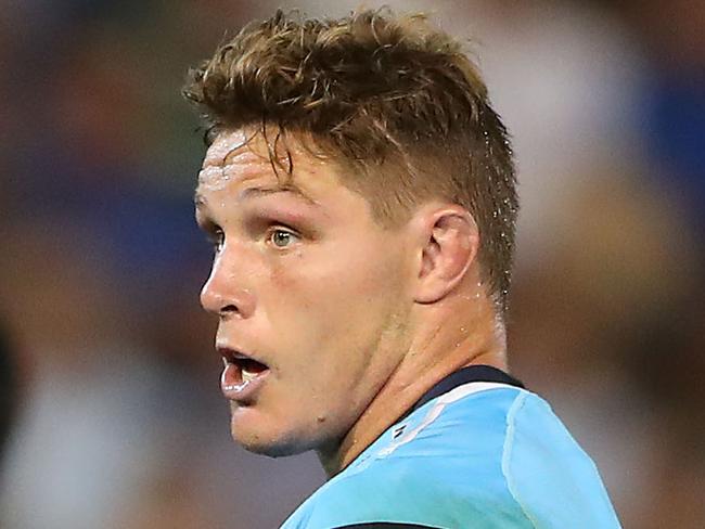 NEWCASTLE, AUSTRALIA - MARCH 29: Michael Hooper of the Waratahs during the round seven Super Rugby match between the Waratahs and the Sunwolves at McDonald Jones Stadium on March 29, 2019 in Newcastle, Australia. (Photo by Tony Feder/Getty Images)