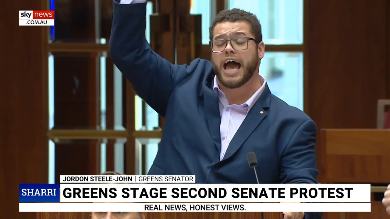 ‘Yet another protest’: Greens demand ceasefire in Senate chant